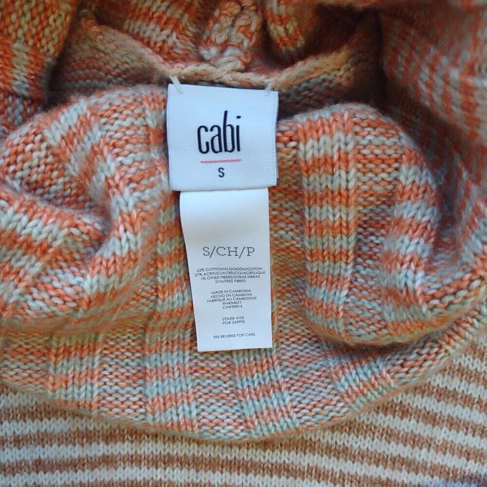 CAbi Striped Cowl Neck Knit Sweater Pullover Relaxed Fit Boho Women Small - Picture 5 of 11